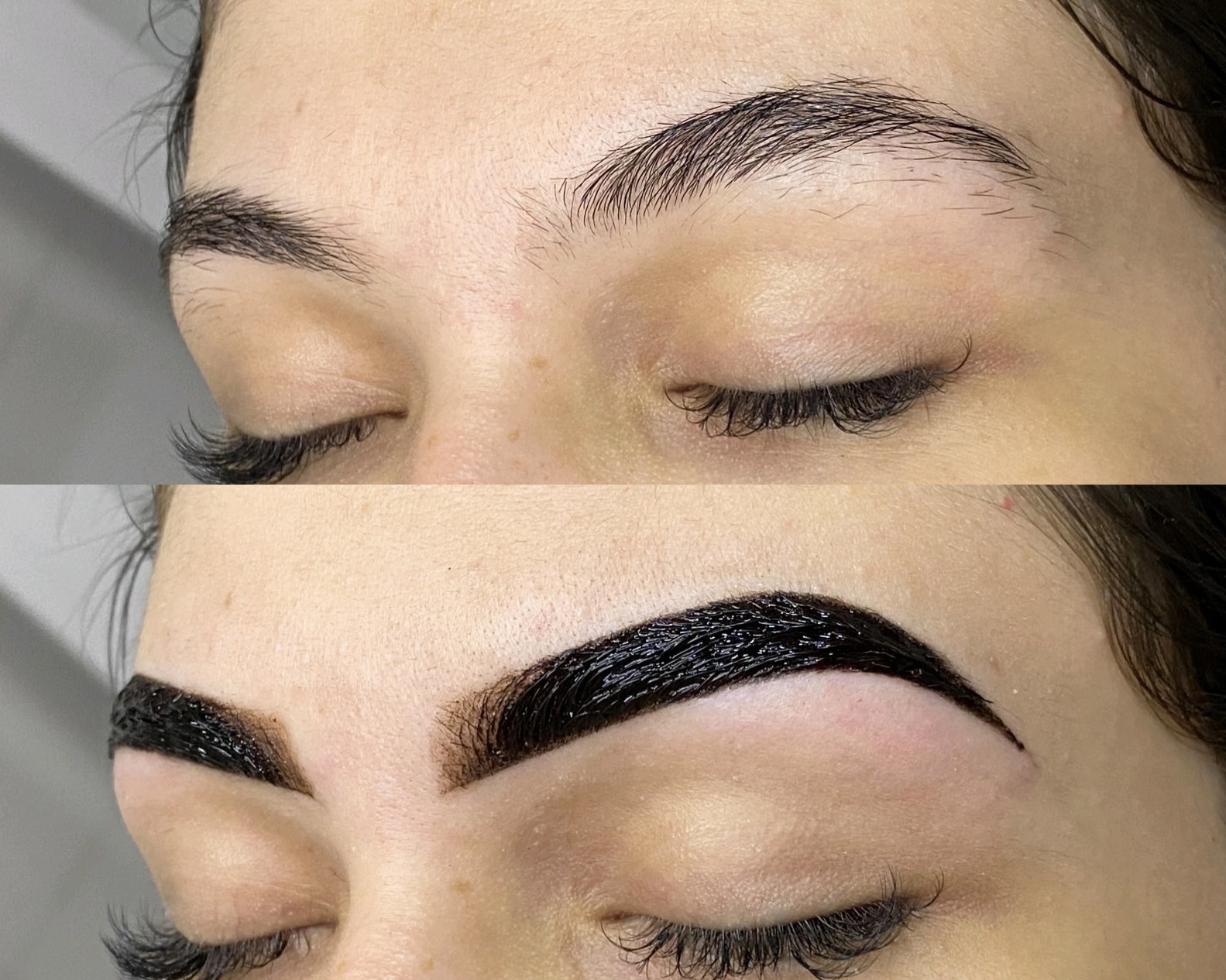 Antes e depois — micropigmentação de sobrancelhas